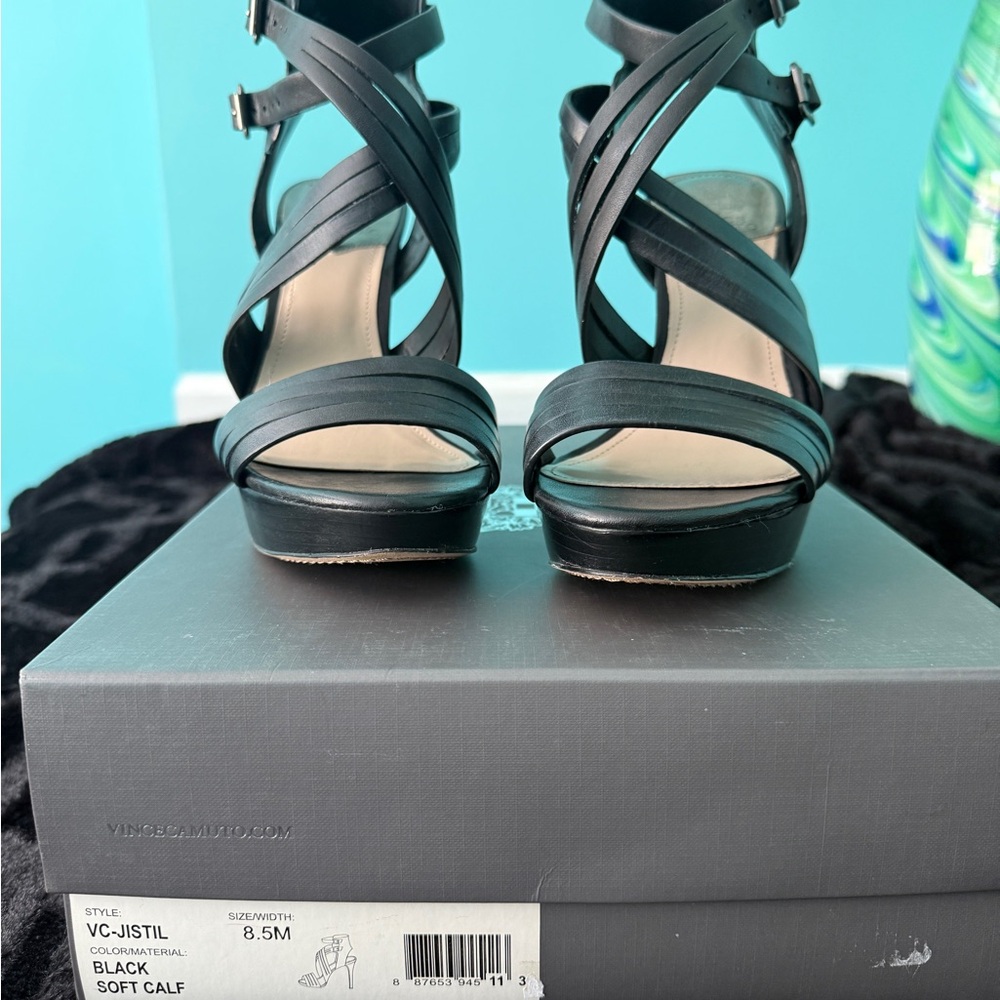 Vince Camuto Black Strappy Heels